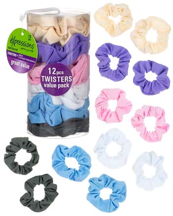 Pastel Color Hair Scrunchies - 12-Pack