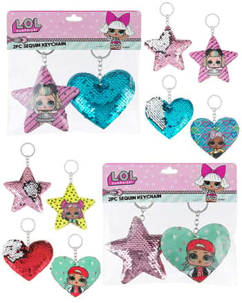 L.O.L. Surprise! Sequin Embroidered Reversible Keychains - Hearts & Stars - 2-Pack