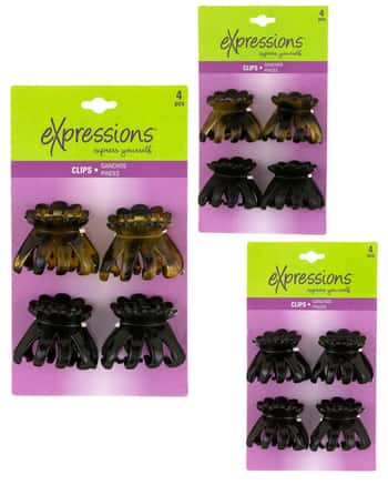 Medium Claw Hair Clips in Tortoise & Black - 4-Pack