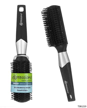 All Purpose Bristle Hair Brush w/ Metallic Trim Handle