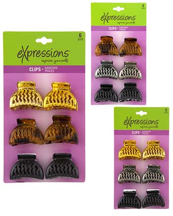 Small Claw Hair Clips w/ Chevron Cut Outs - 6-Pack