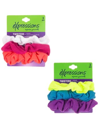 Fashion Hair Scrunchies - Neon Colors - 3-Pack