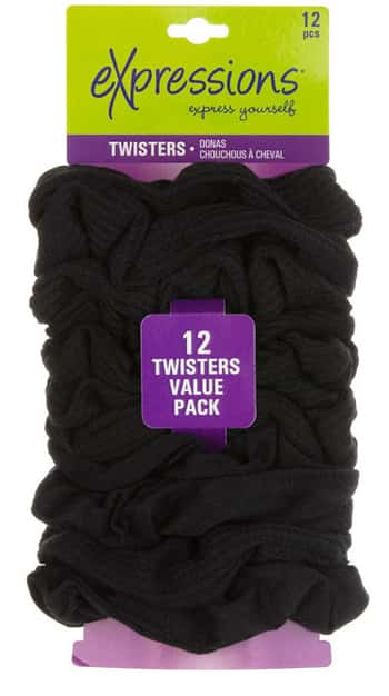 Black Hair Scrunchie Set -12-Pack