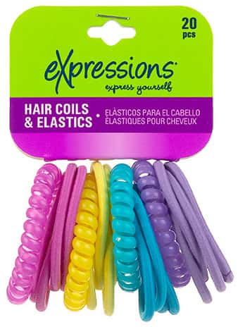 Coiled Hair Ties & Hair Elastics Assortment Set - Bright Colors -20-Pack