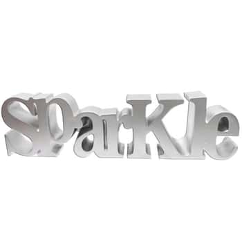 10&quot; X 3&quot; Silver Tabletop Resin Word Decor SPARKLE