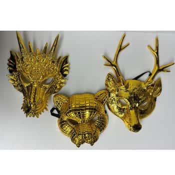 Mask Gold Animal Faces 3ast Adult Size/hlwn Hdr