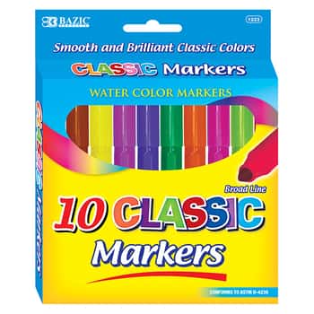10 Classic Colors Broad Line Jumbo Watercolor Markers