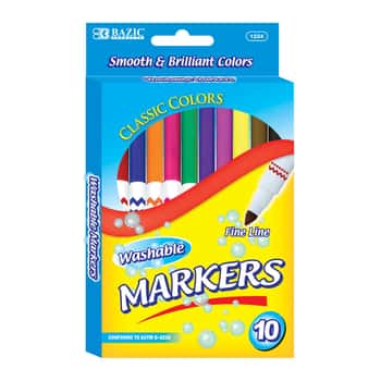 10 Color Fine Line Washable Markers