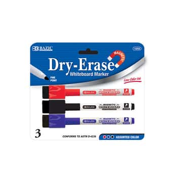 Assorted Color Magnetic Dry Erase Markers (3/Pack)