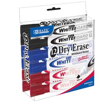 Assorted Color Chisel Tip Dry Erase Markers (12/Box)
