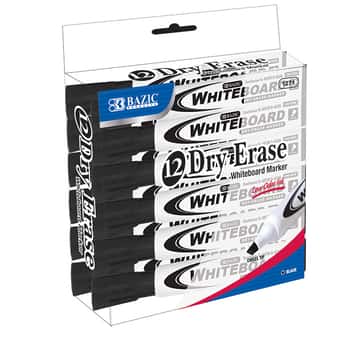 Black Chisel Tip Dry Erase Markers (12/Box)