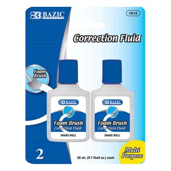 20Ml / 0.7 Fl. Oz. Correction Fluid w/ Foam Brush (2/Pack)