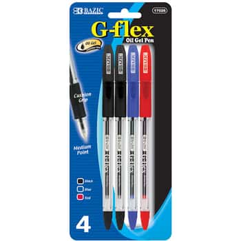 G-Flex Asst. Color Oil-Gel Ink Pen w/ Cushion Grip (4/Pack)