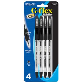 G-Flex Black Oil-Gel Ink Pen w/ Cushion Grip (4/Pack)