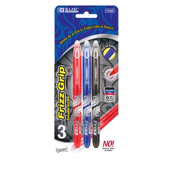 Frizz Assorted Color Erasable Gel Pen With Grip (3/Pack)