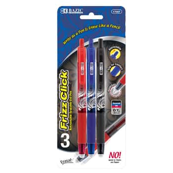 Frizz Assorted Color Erasable Gel Retractable Pen With Grip (3/Pack)