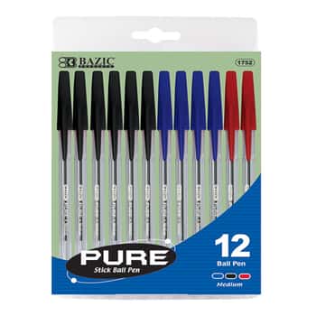Pure Assorted Color Stick Pen (12/Pack)