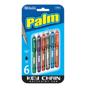 Palm Mini Ballpoint Pen w/ Key Ring (6/Pack)