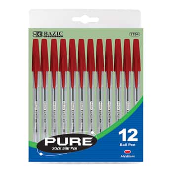 Pure Red Stick Pen (12/Pack)