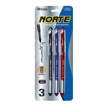 Norte Asst. Color Needle-Tip Rollerball Pen (3/Pack)