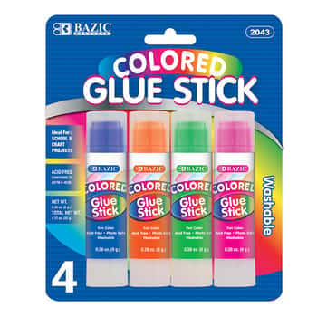 8G / 0.28 Oz Washable Colored Glue Stick (4/Pack)