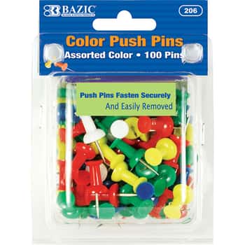 Assorted Color Push Pins (100/Pack)