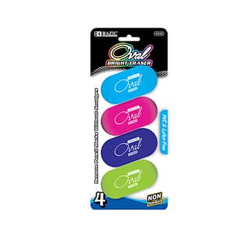 Bright Color Oval Eraser (4/Pack)