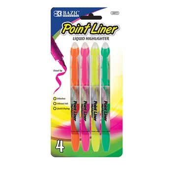 Pen Style Fluorescent Color Liquid Highlighters (4/Pack)