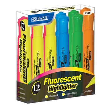 Desk Style Fluorescent Highlighters (12/Box)