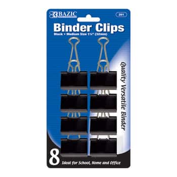 Medium 1 1/4" (32Mm) Black Binder Clip (8/Pack)