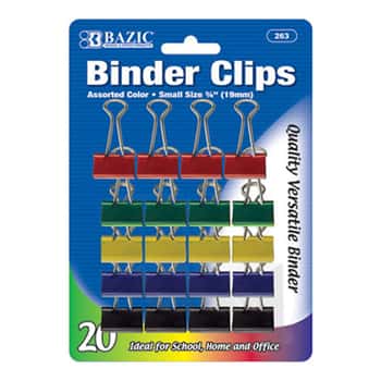 Small 3/4" (19Mm) Assorted Color Binder Clip (20/Pack)