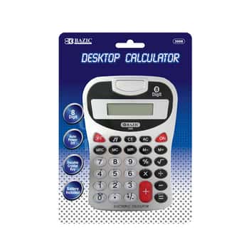 8-Digit Silver Desktop Calculator w/ Tone