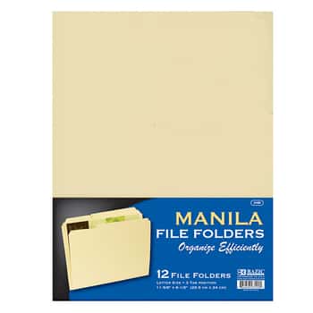 1/3 Cut Letter Size Manila File Folder (12/Pack)
