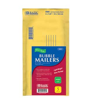4" X 7.25" (#000) Self-Seal Bubble Mailers (5/Pack)