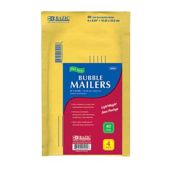 6" X 9.25" (#0) Self-Seal Bubble Mailers (4/Pack)