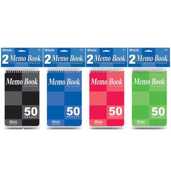 50 Ct. 4" X 6" Top Bound Spiral Memo Books (2/Pack)