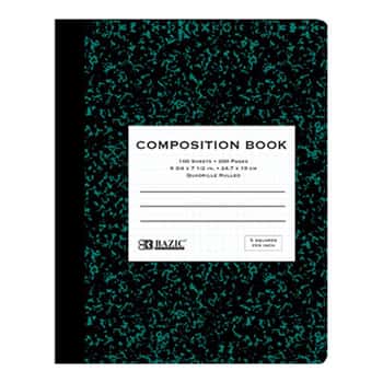 100 Ct. 5-1" Quad-Ruled Marble Composition Book