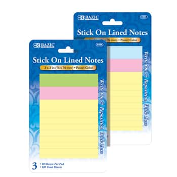 40 Ct. 3" X 3" Lined Stick On Notes (3/Pack)