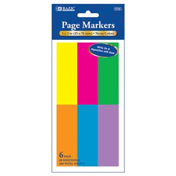 80 Ct. 1" X 3" Neon Page Markers (6/Pack)