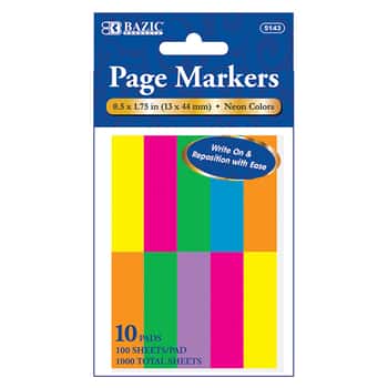 100 Ct. 0.5" X 1.75" Neon Page Marker (10/Pack)