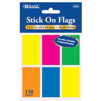 25 Ct. 1" X 1.7" Neon Color Standard Flags (6/Pack)