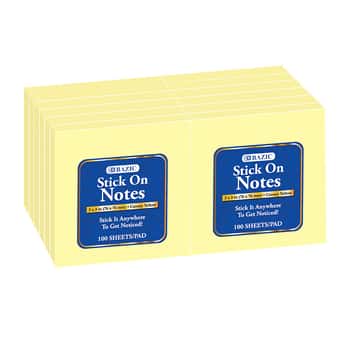 100 Ct. 3" X 3" Yellow Stick On Notes (12/Shrink)