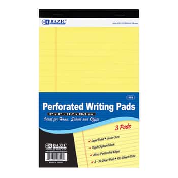 50 Ct. 5" X 8" Canary Jr. Perforated Writing Pad (3/Pack)