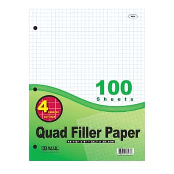 100 Ct. 4-1" Quad-Ruled Filler Paper