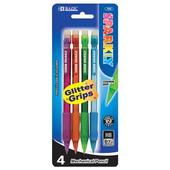 Sparkly 0.7Mm Mechanical Pencil w/ Glitter Grip (4/Pack)
