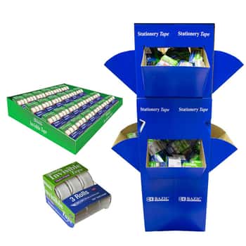 3/4" X 250" Invisible Tape (3/Pack) w/ Floor Display
