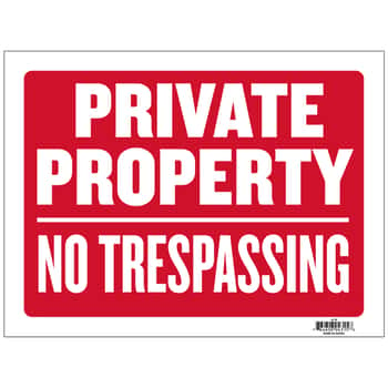 12" X 16" Private Property No Trespassing Sign