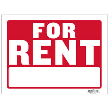 12" X 16" For Rent Sign