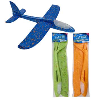 Foam Flying Plane 19in 3ast Color Change Light Up/pbh Orange/green/blue Batt Incld