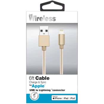 Just Wireless 6 Foot Braided MFI iPhone Lightning Cable in Gold